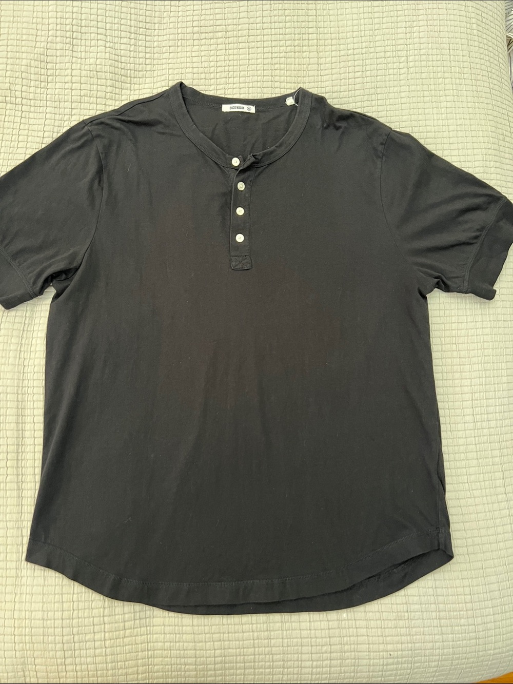 Buck Mason Black S/S T-Shirt Henley XL